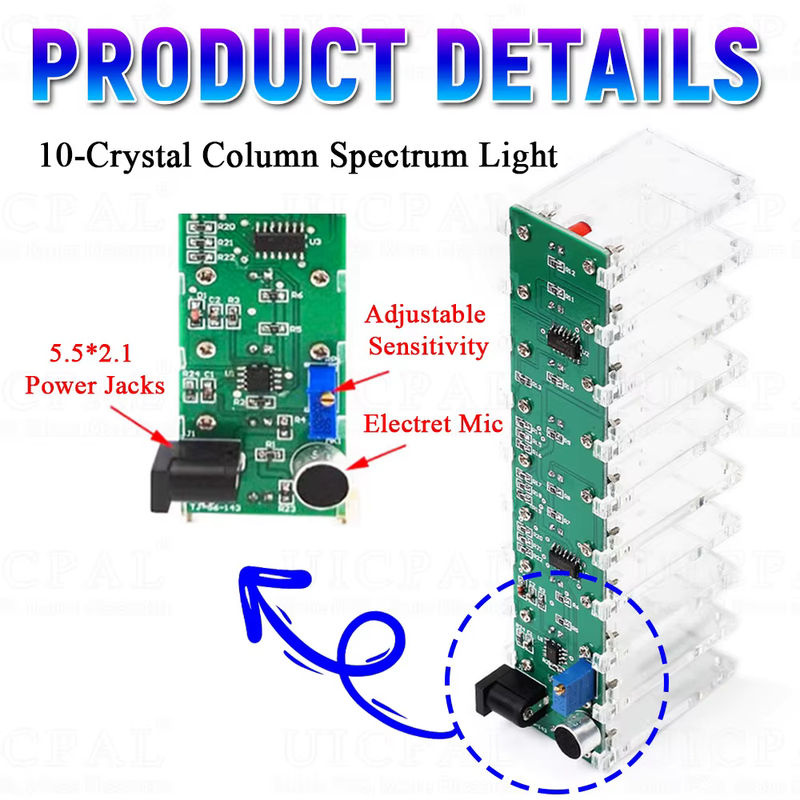UICPAL DIY LED Musik Spektrum Audio Display Kit mit Kristallspalte und LM358 LM339 Chips, mehrfarbig - Bild 4
