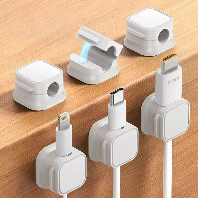 6er Set Magnetische Kabel Organizer in Weiß zur Kabelverwaltung für Schreibtisch und Wand - Bild 1