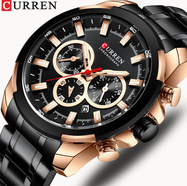 CURREN Armbanduhr Herren, Edelstahl, Schwarz, Datum - Bild 1