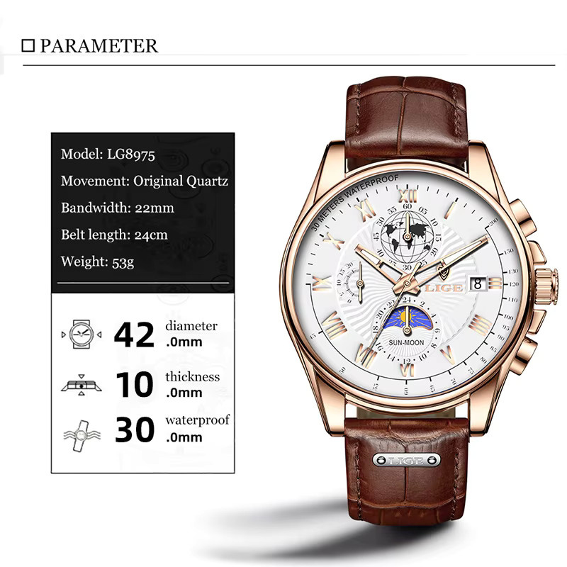 Lige Chronograph, Quarz, Leder, Herren - Bild 6