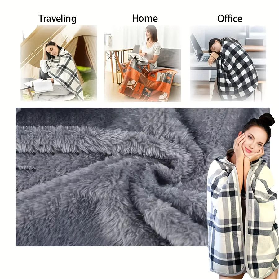 DUTRIEUX Flanell Decke Tragbare Kuscheldecke Braun B/T/H: 130 x 80 cm - Bild 3