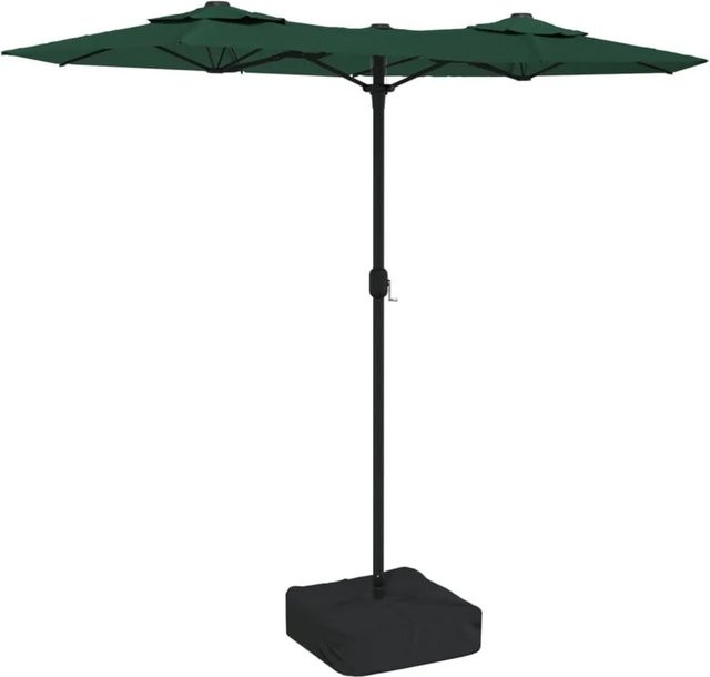 vidaXL Doppel-Sonnenschirm mit LED-Leuchten in Grün aus Polyester und Eisen, B/T/H: 316 x 145 x 240 cm - Bild 1