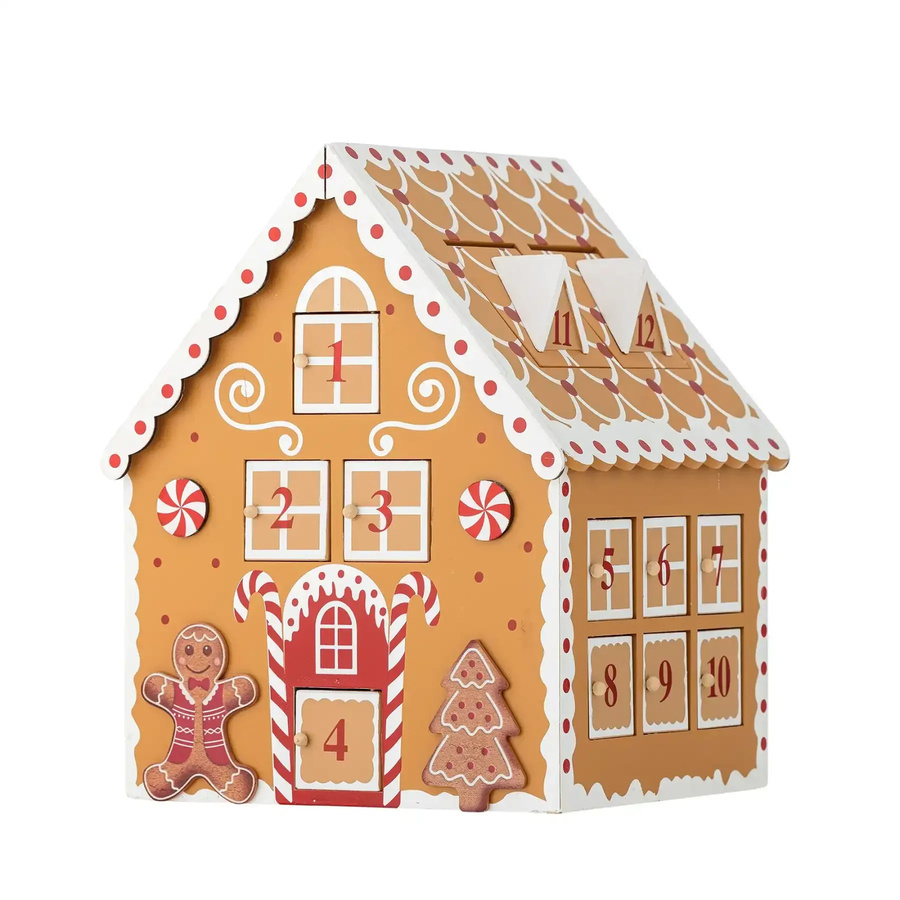 Bloomingville Adventskalender Ginnie aus Holz in Braun mit floralem Design, B/T/H: 22,0 x 27,5 x 20,0 cm - Bild 1