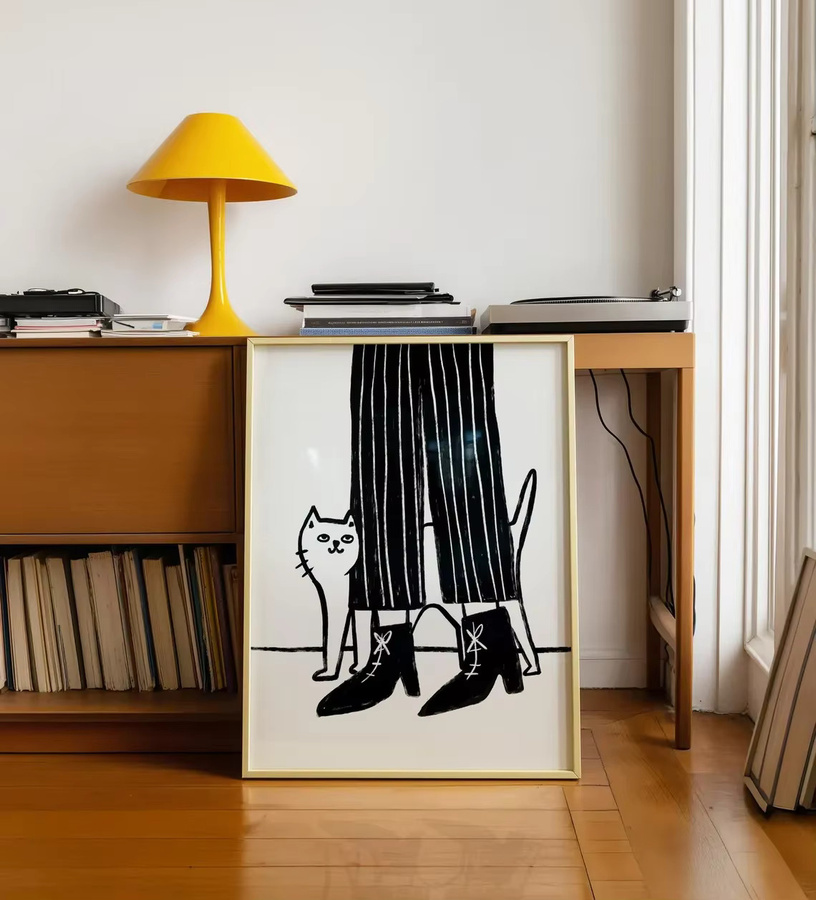 Moderne Wanddekoration von SHENCHEN mit Katzen- und Streifenmuster in Schwarz, rechteckig - Bild 2
