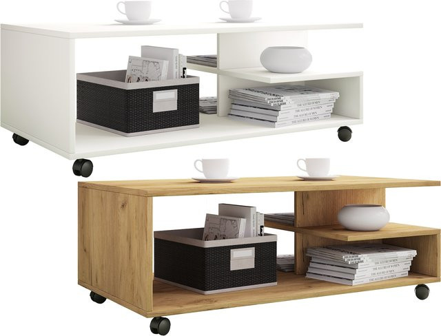 VCM Couchtisch Stango XL aus Holz in Braun mit Rollen, B: 100 cm, T: 50 cm, H: 40 cm - Bild 1