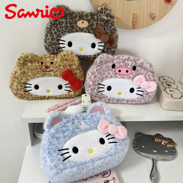 Sanrio Ins Worthy Federmäppchen mit Leopardenmuster in Blau als stilvolle Kosmetiktasche und Aufbewahrungstasche für Studenten - Bild 1