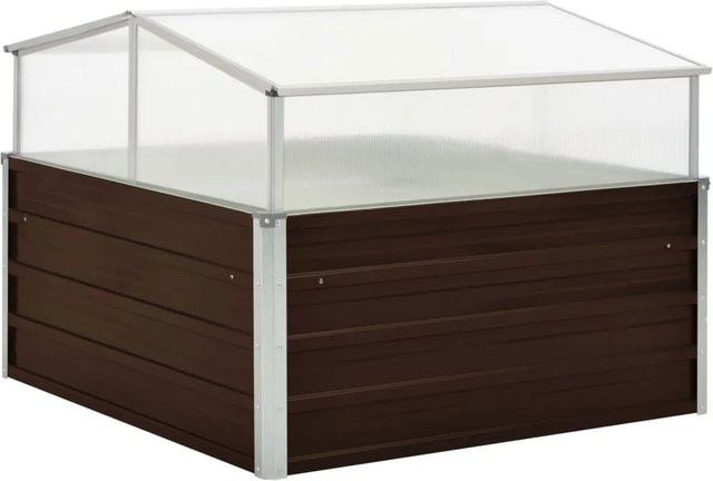 vidaXL Gewächshaus aus verzinktem Stahl und Polycarbonat in Braun B/T/H: 100 x 100 x 85 cm - Bild 1