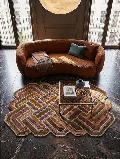 Wollteppich Kadima Design in Flieder mit Hoch-Tief-Effekt und Reliefmuster, B: 140 cm, T: 200 cm - Bild 1