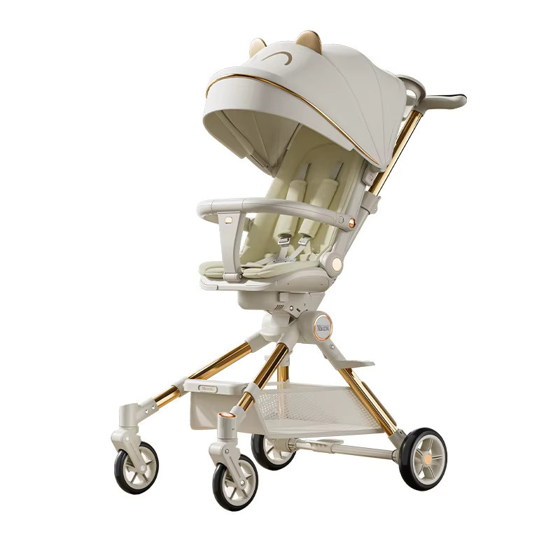 Faltbarer High-View Kinderwagen in Weiß mit Zwei-Wege-Funktion und Liegeposition - Bild 2