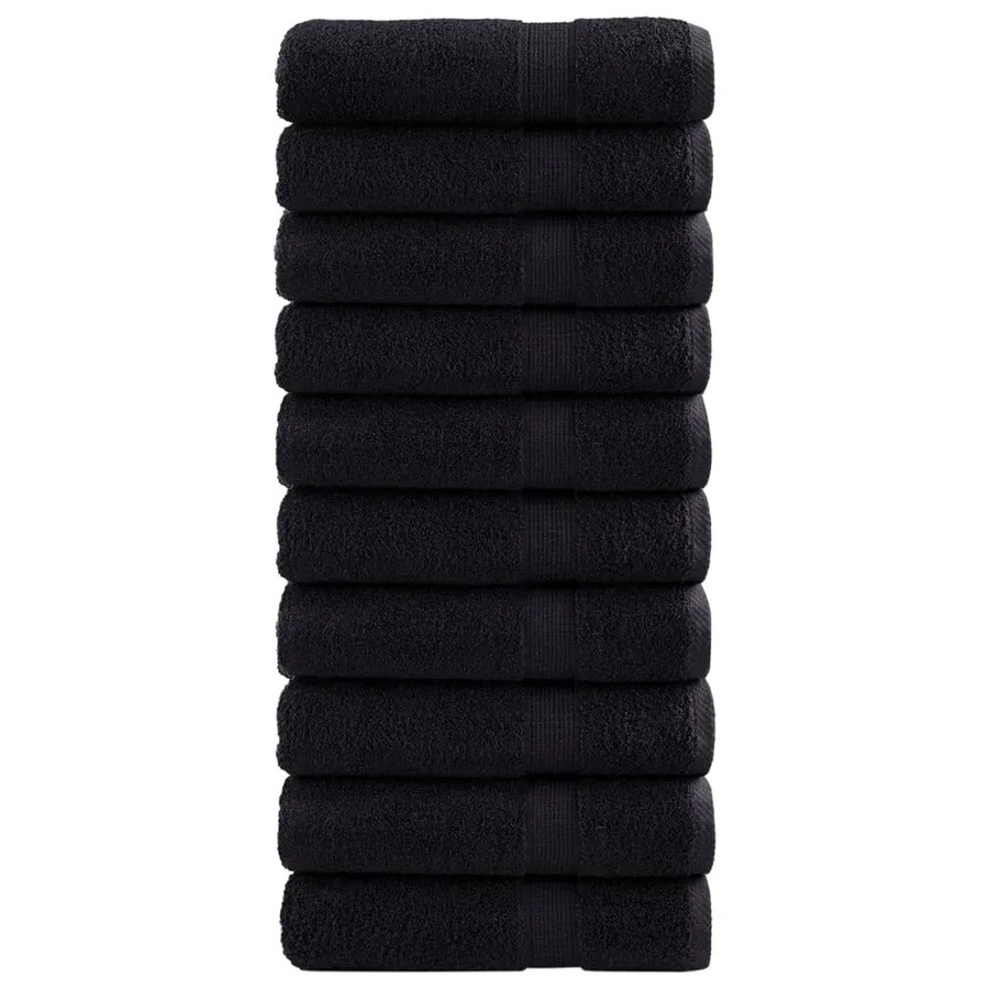 vidaXL Premium-Badetücher Set aus 100% Baumwolle, Schwarz, B: 150 cm, Gewicht: 600 g/m2, 10 Stück - Bild 2