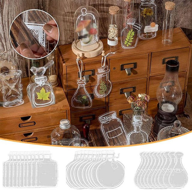 30 Stück transparente DIY Herbarium Lesezeichen mit getrockneten Blumen aus Kunststoff - Bild 1