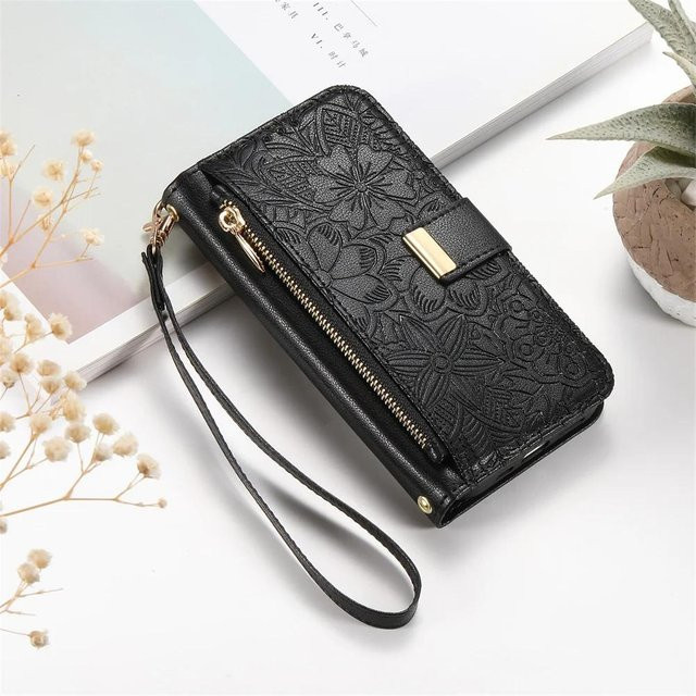 Handgelenk-Brieftasche Handyhülle mit Kartenfach für Samsung Galaxy S25 Edge S26 Ultra S24 FE A57 A37 A06 A16 A26 A56 A36 A55 A35 A25 A15 A36 5G in Schwarz - Bild 1
