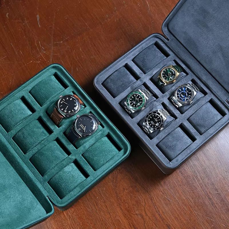 FLZX Uhrenbox Leder, 8-Slot, Green, Herren - Bild 1