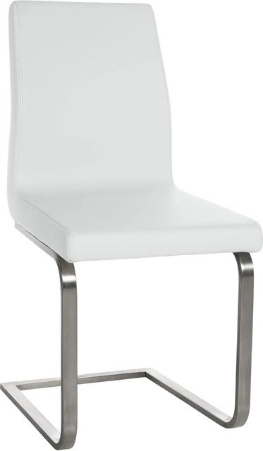 DELUKE Esszimmerstuhl NERAM in Weiß aus Kunstleder mit Edelstahl-Freischwinger, B/T/H: 40 x 50 x 90 cm - Bild 1