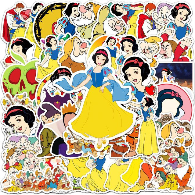Disney Schneewittchen Cartoon Aufkleber Set in Multicolour für Laptop, Notebook und Gepäck - Bild 1