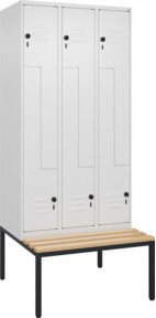 C+P Z-Spind Classic PLUS Sitzbank mit 6 Fächern und Sicherheits-Drehriegel, Sitzfläche aus Buche-Hartholz, B/T/H: 212,0 x 90,0 x 81,5 cm - Bild 1