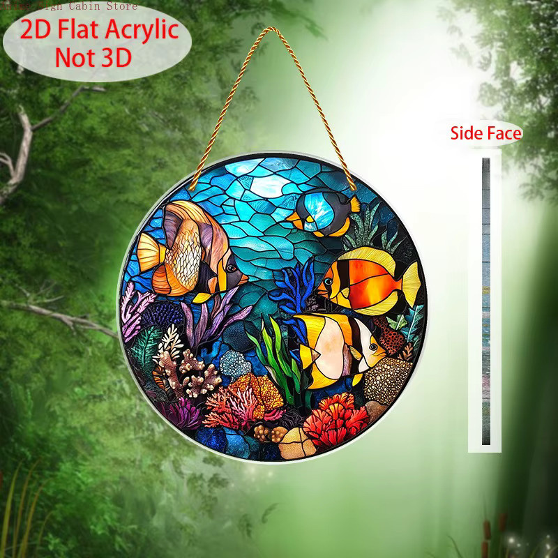 Potdemiel Suncatcher Rundes Wandbild mit Natur- und Wildnis-Motiv aus Acryl, Mehrfarbig, Durchmesser: 20 cm - Bild 4