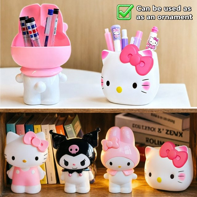 Sanrio Kawaii Stifthalter Schreibtisch-Aufbewahrung mit Hello Kitty, Kuromi und My Melody aus Kunststoff - Bild 1
