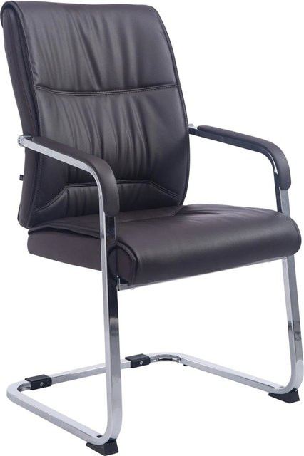 DELUKE MIAMI XL Besucherstuhl aus Kunstleder in Braun mit Armlehnen und Freischwinger-Gestell, B/T/H: 58 x 65 x 102 cm - Bild 1