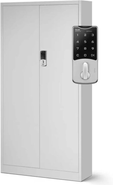 DELUKE Metallschrank Grau mit Schloss und verstellbaren Regalböden H: 185 cm, B: 90 cm, T: 40 cm - Bild 1