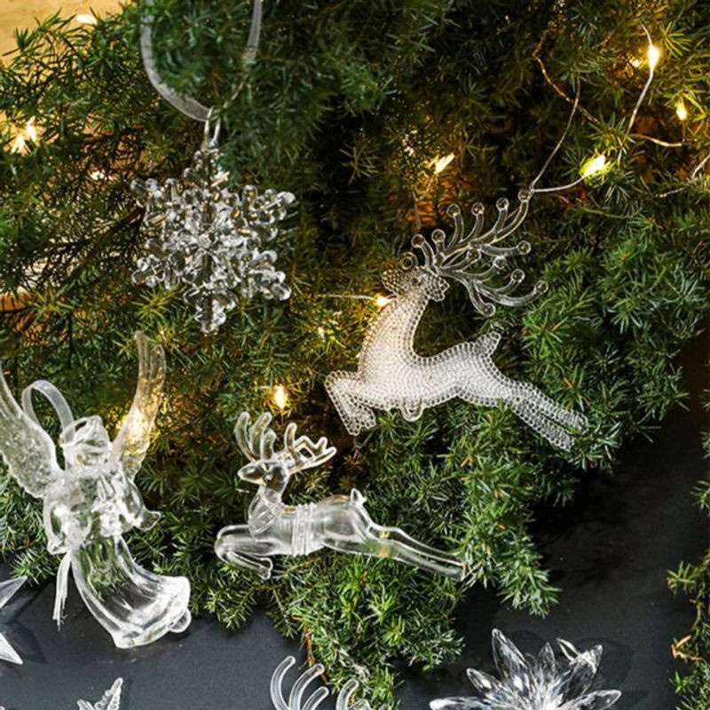 4er-Set Weihnachtsbaum-Rentier-Hängeornamente aus transparentem Kunststoff für deine Weihnachtsdekoration - Bild 1