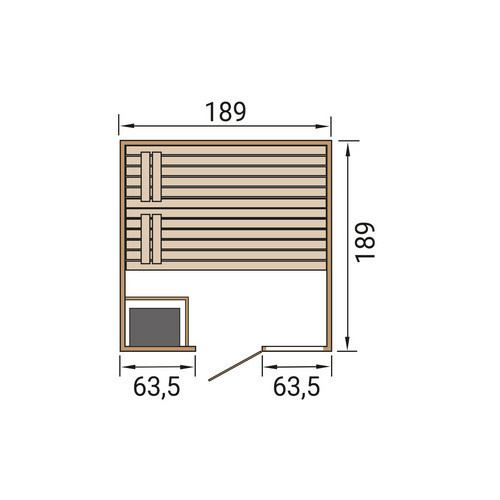 WEKA Massivholzsauna Valida 3 für 4 Personen in Braun inklusive 5,4 kW Ofen mit integrierter Steuerung und Glastür sowie Fenster - Bild 2