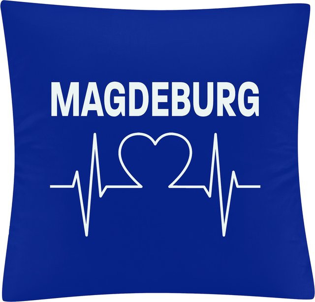 Kissenbezug von multifanshop mit Magdeburg Herzschlag Motiv in Weiß - Bild 1