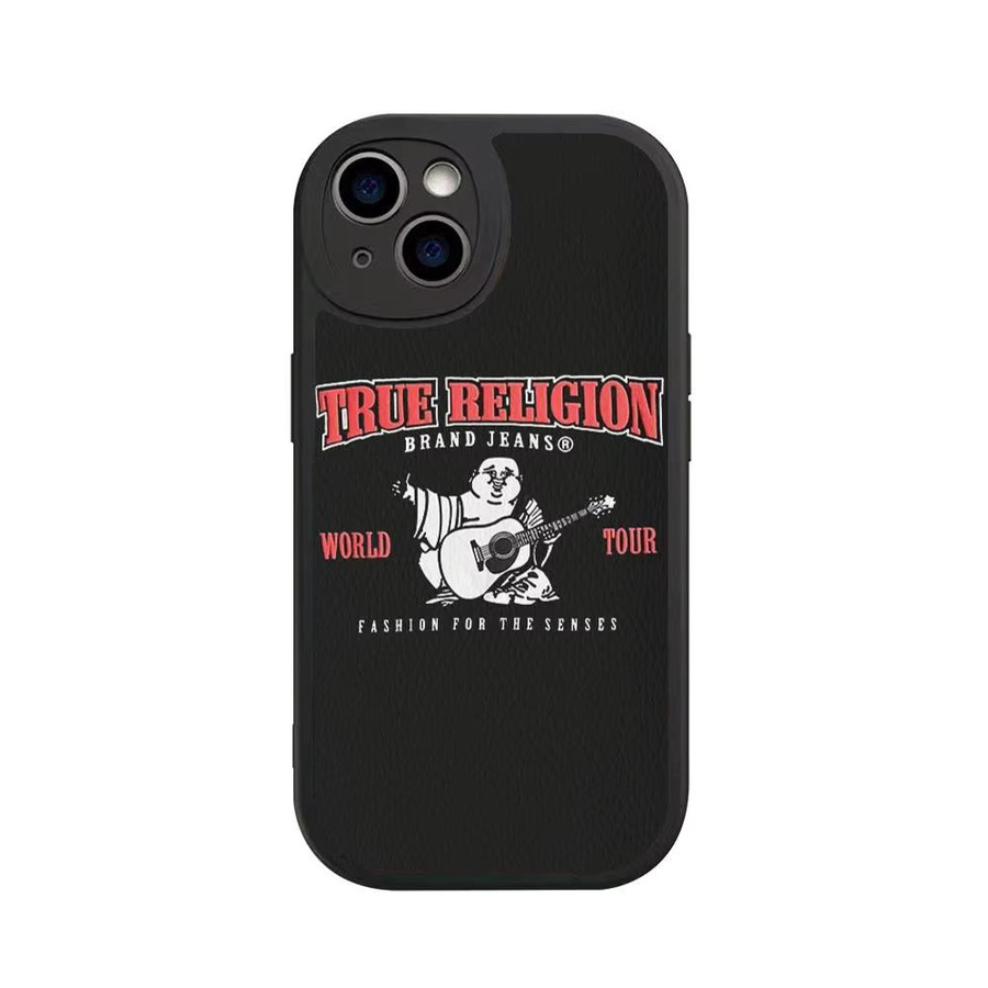 Religion Denim T-True R Handyhülle aus hartem Leder für iPhone 14 13 16 Mini 15 14 11 12 Pro Max Plus in Blau und Schwarz - Bild 6