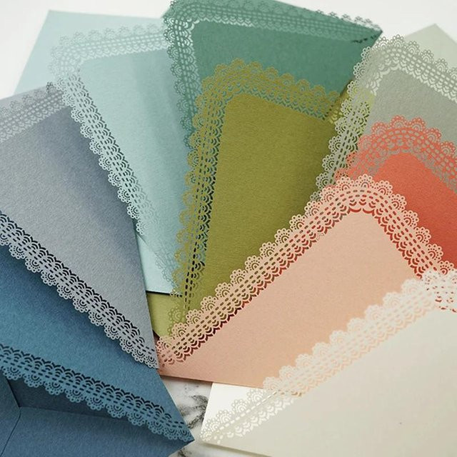 5er Set Vintage Spitzenumschläge in Multicolour für Hochzeits- und Party-Einladungen von Yiran Furniture - Bild 1