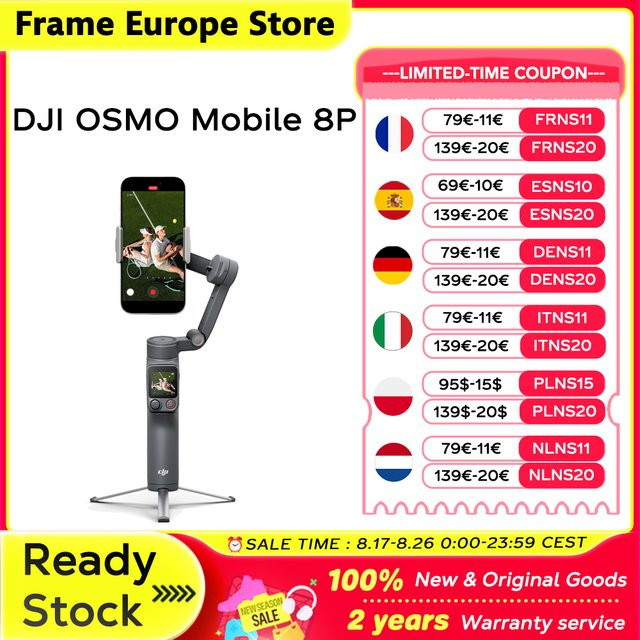 DJI OSMO Mobile 8P Gimbal-Stabilisator für iPhone und Android mit 3-Achsen-Stabilisierung, Funksteuerung, nativem Tracking, integrierter Verlängerungsstange und Stativ - Bild 1