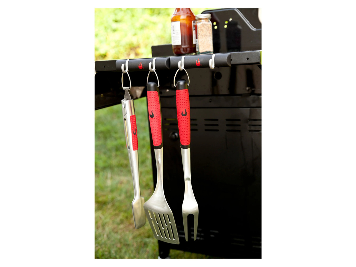 CHAR BROIL Comfort Grip Grillbesteck 3-teilig aus Edelstahl und Silikon in Silber mit Wender, Grillzange und Fleischgabel - Bild 3