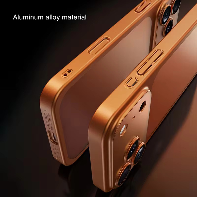 Luxuriöse matte Hartschalen-Schutzhülle für Apple iPhone 17 Pro Max, 16, 15, 14, 13 in Orange mit Kameraschutzfolie - Bild 2