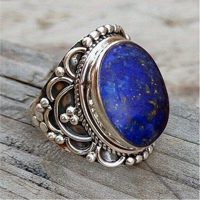 YoYo Ring, synthetischer Lapislazuli, versilbert, Damen - Bild 1