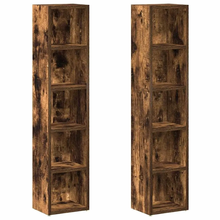 vidaXL CD-Regale 2er-Set aus Holzwerkstoff in Räuchereiche, B/T/H: 21 x 16 x 93,5 cm - Bild 2