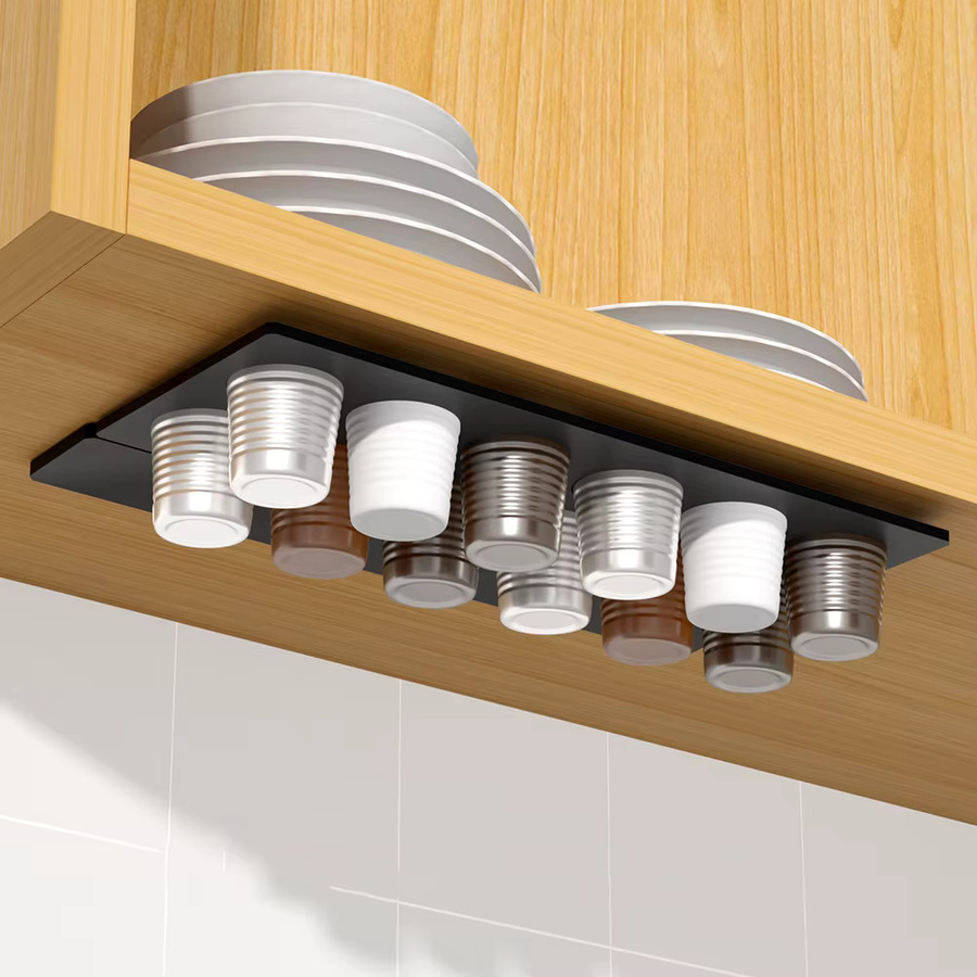 Dalinwell Acryl Kaffee-Kapselhalter Schwarz platzsparender Wandhalter für Kaffeekapseln und Tassen zur Aufbewahrung unter dem Schrank - Bild 6