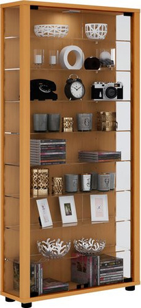 VCM Standvitrine Lumo Maxi in Braun mit Glastüren und Regalen, B/H: 59 x 113 cm