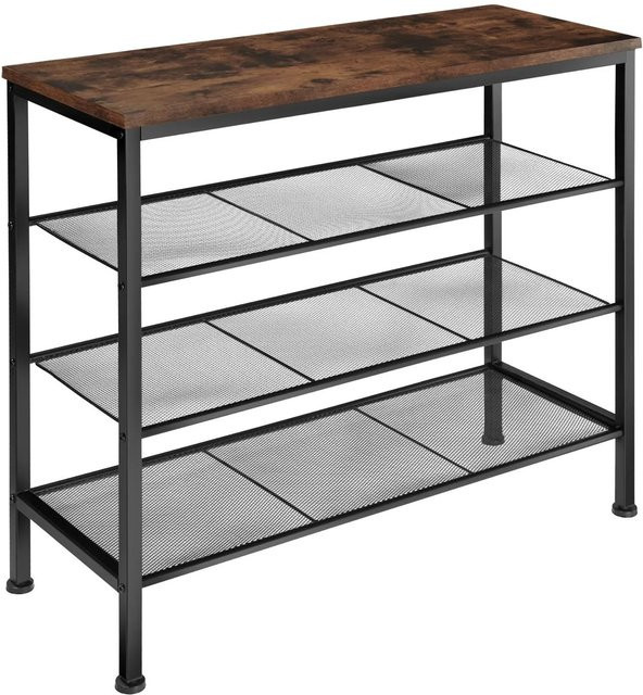 tectake Schuhregal Newport Industrial Style aus Holz und Stahl in Braun, B/T/H: 80,5 x 30,5 x 72,5 cm - Bild 2