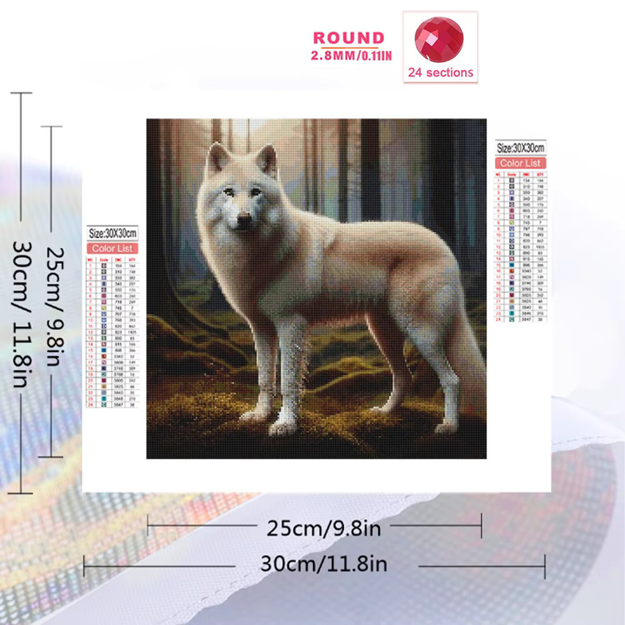 EverShine DIY Diamantmalerei Wolf Motiv mit runden Diamanten als Kreuzstich-Set zur Dekoration für dein Zuhause B/H/T: 20 x 20 x 20 cm - Bild 2
