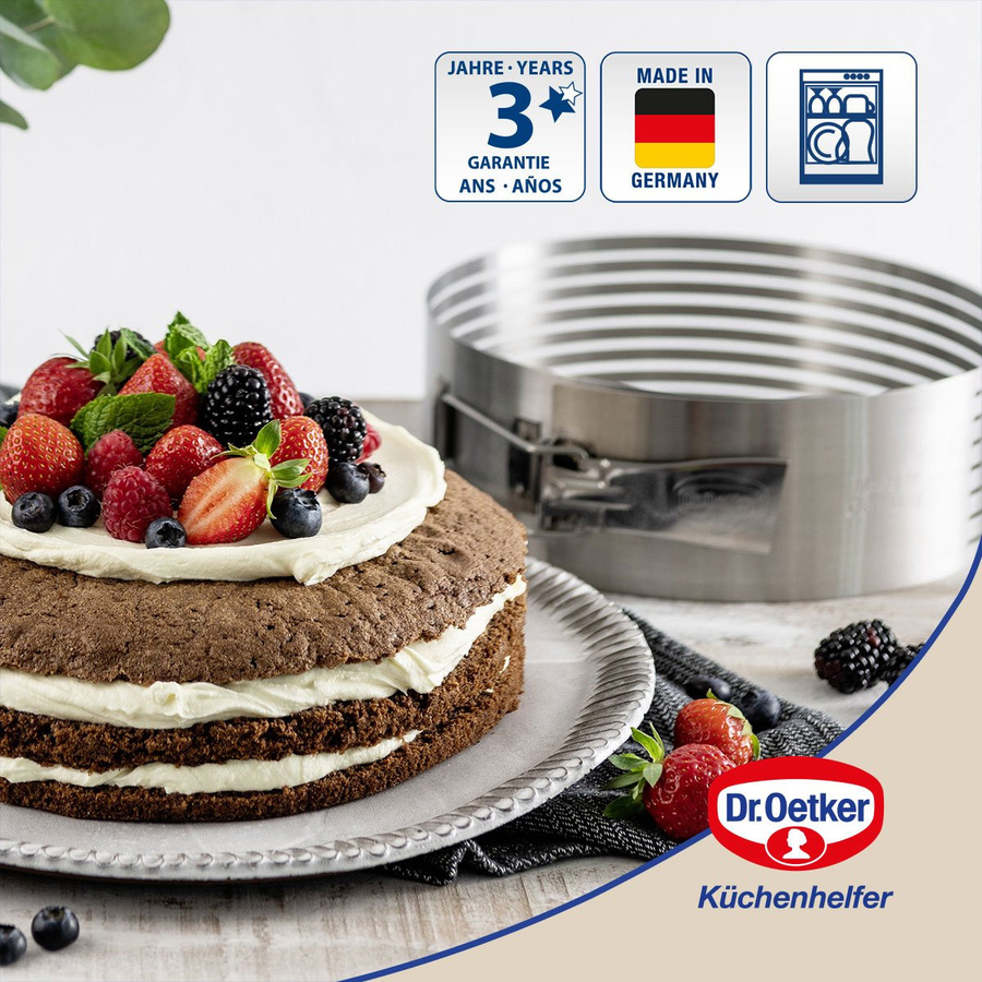 Dr. Oetker Tortenboden Schneidhilfe mit Tortenmesser, 2-teiliges Set, verstellbar, rund, Edelstahl, Silber - Bild 2