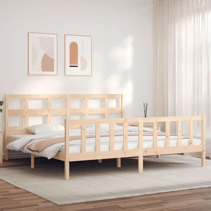 Massivholzbett Vidaxl aus Kiefer in Braun, Skandinavisch, B/T/H: 200 x 200 x 205,5 cm - Bild 1