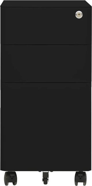 vidaXL Aktenschrank aus Stahl mit Rollen und Schloss in Schwarz, B/T/H: 30 x 45 x 59 cm - Bild 1