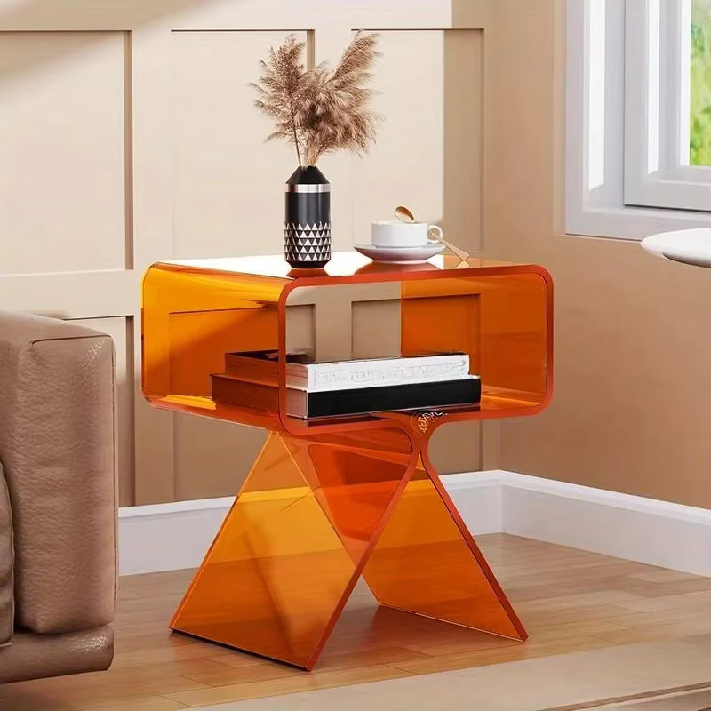 Moderner Nachttisch von LIUSHADUOLA aus transparentem Acryl in Orange - Bild 2