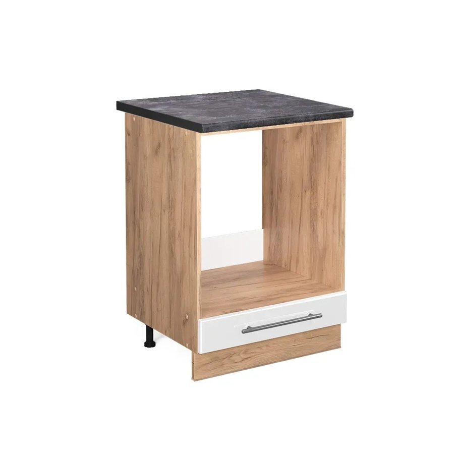 Vicco Herdbauschrank Fame-Line Küchenschrank in Weiß Hochglanz und Anthrazit mit Soft-Close-Türen, Breite: 60 cm, Höhe: 82 cm, Tiefe: 60 cm - Bild 2