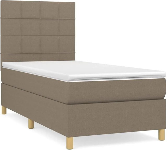 vidaXL Boxspringbett mit Matratze Hybrid-Design in Beige, B/T/H: 100 x 200 x 128 cm - Bild 1