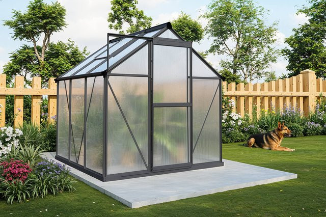 OUTFLEXX Verde Basic Gewächshaus mit schwarzem Aluminiumrahmen und Polycarbonat-Doppelstegplatten, B/T/H: 187 x 183 x 190 cm - Bild 1