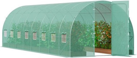 VEVOR begehbares Tunnel-Gewächshaus mit verzinktem Stahlrahmen und grüner PE-Abdeckung, B/T/H: 8,35 x 2,90 x 2,25 m - Bild 1