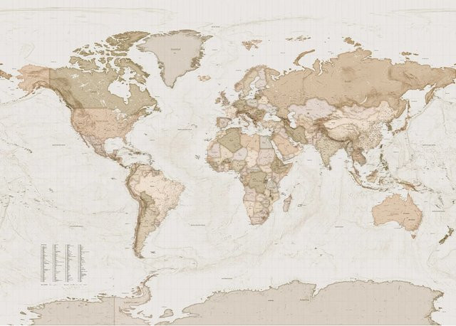 Komar Vliesfototapete Earth Map B: 350 cm, H: 250 cm - Bild 1