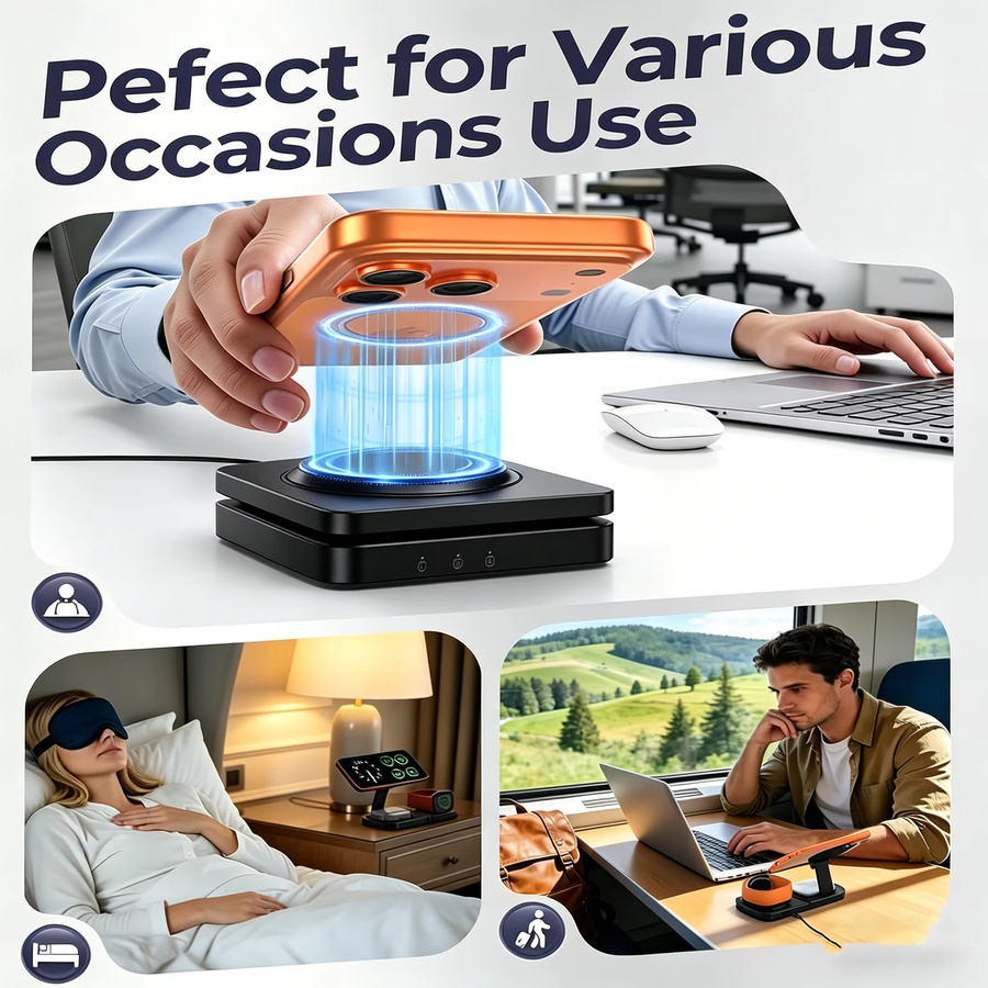 TIMESS 3-in-1 Magnetisches kabelloses Ladegerät für iPhone 15, 16, 17 Pro Max, Apple Watch und AirPods Pro in Schwarz - Bild 2