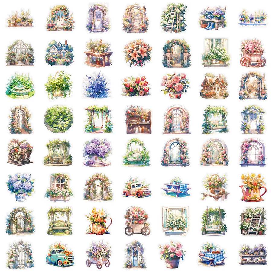 Rspctou Garten Blume Cartoon Aufkleber, transparent, multicolour, 10-teiliges Set - Bild 2