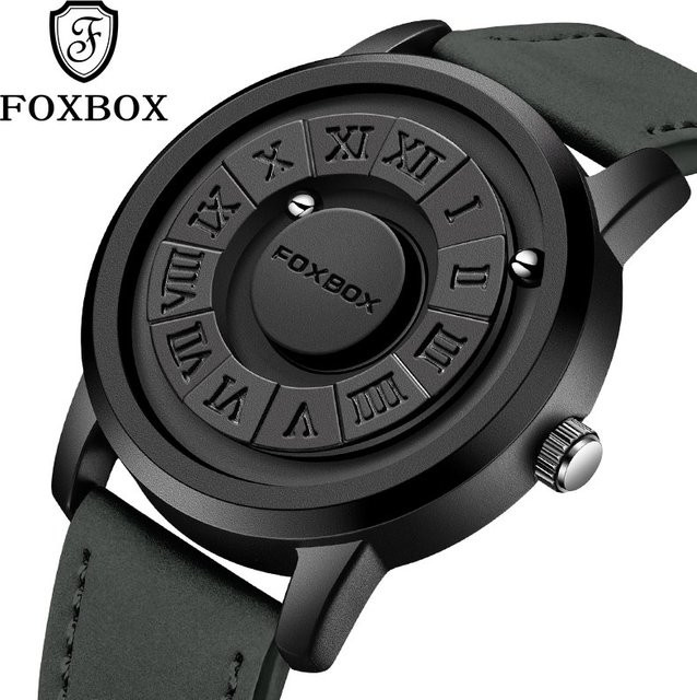 FOXBOX Armbanduhr, Quarz, Leder, Schwarz, Herren - Bild 1
